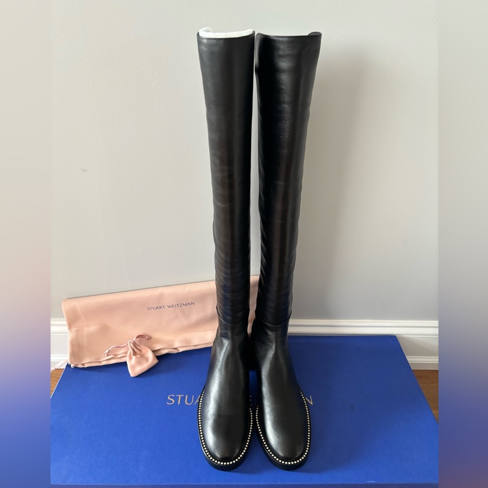Stuart Weitzman Black Leather Knee-High Boots